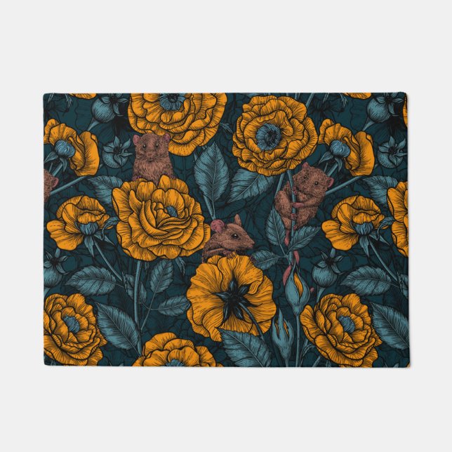 The mice party in orange and blue doormat (Front)