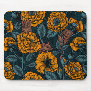 The mice party in orange and blue mouse mat