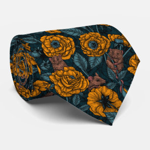 The mice party in orange and blue tie