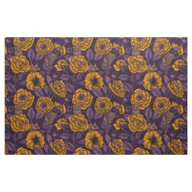 The mice party in orange and violet fabric (Fat Quarter)