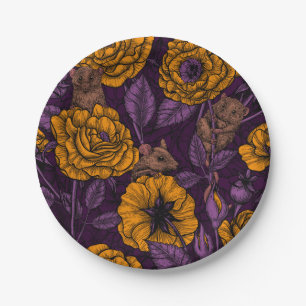 The mice party in orange and violet paper plate