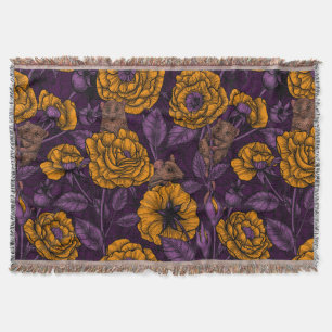The mice party in orange and violet throw blanket