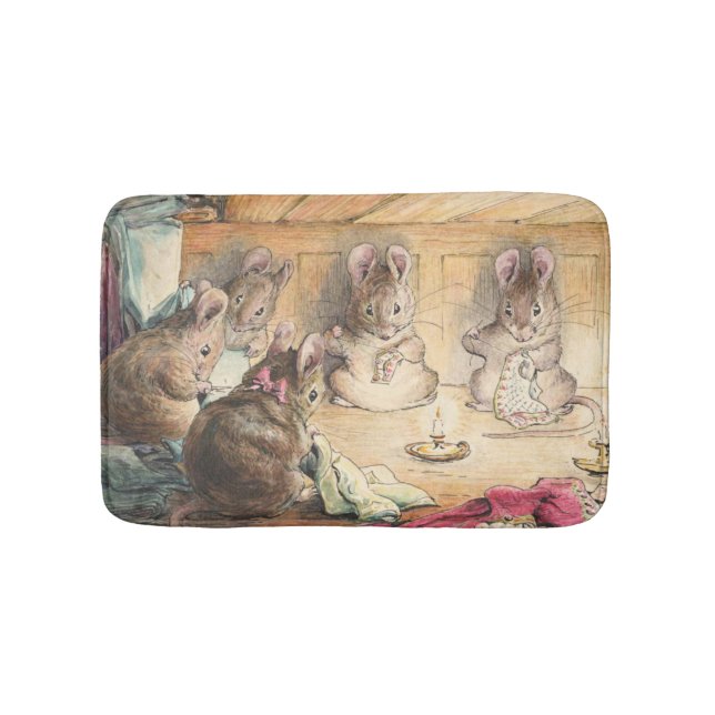 The Mice Sewing Coats By Beatrix Potter Bath Mat (Front)