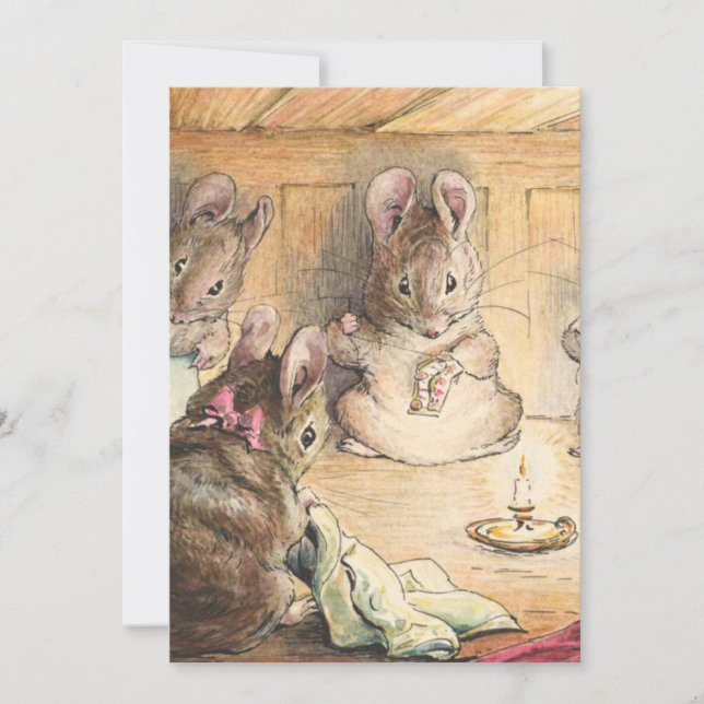 The Mice Sewing Coats By Beatrix Potter Invitation (Front)