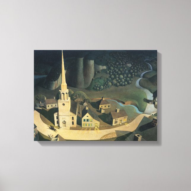 The Midnight Ride Of Paul Revere By Grant Wood Canvas Print (Front)