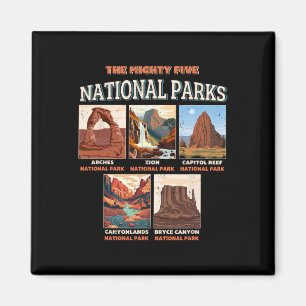 The Mighty Five National Parks Outdoor Hiking Camp Magnet