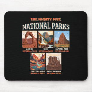 The Mighty Five National Parks Outdoor Hiking Camp Mouse Mat