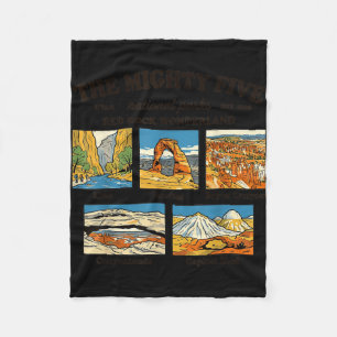 The mighty five utah national parks retro souvenir fleece blanket