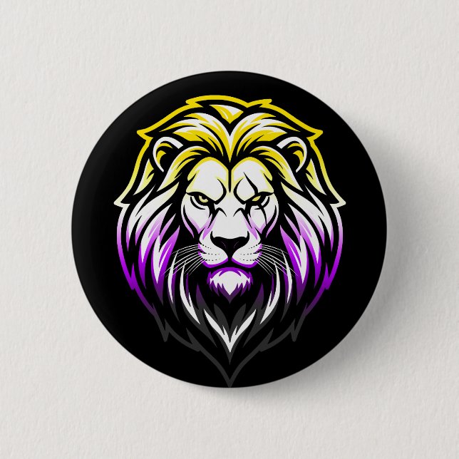 The Mighty Lion - Non-Binary 'Tactical-Strike' 6 Cm Round Badge (Front)