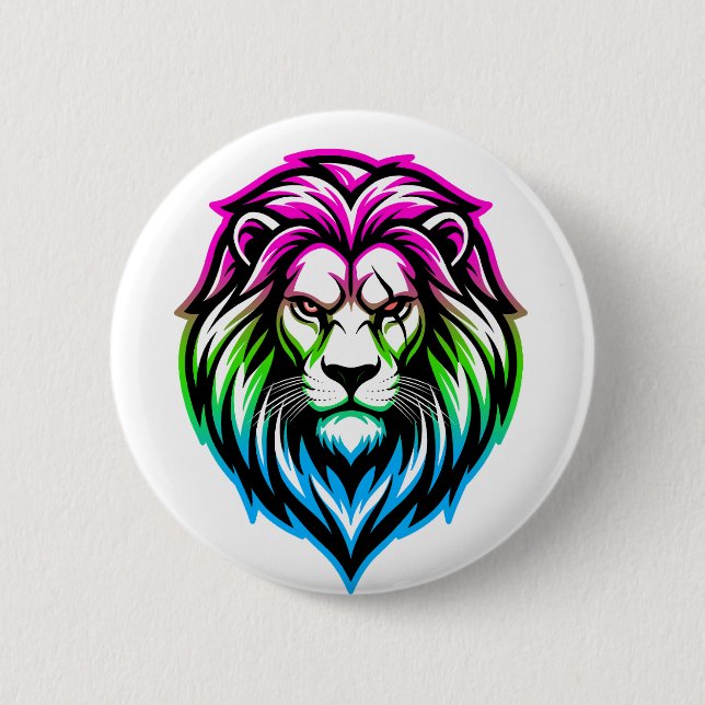 The Mighty Lion - Poly-Sovereign 'Multi-Front' 6 Cm Round Badge (Front)