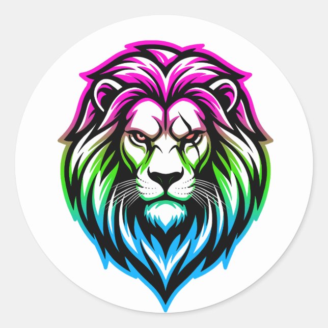 The Mighty Lion - Poly-Sovereign 'Multi-Front' Classic Round Sticker (Front)