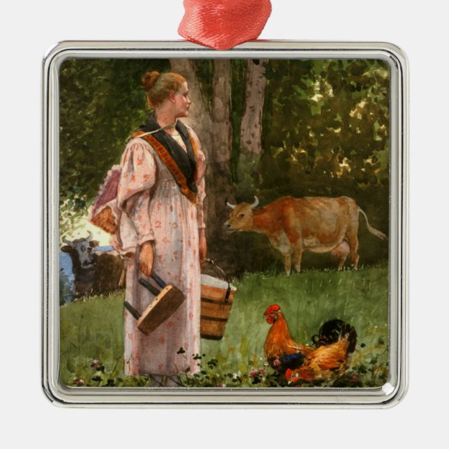 The Milk Maid (Dairy Farm) Metal Tree Decoration (Front)