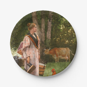 The Milk Maid (Rural Farm Animals) Paper Plate