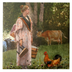 The Milk Maid (Vintage Rural Art) Tile