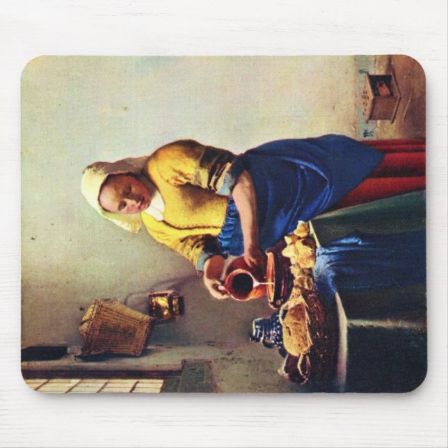 The Milkmaid [1]. By Johannes Vermeer Mouse Mat (Front)