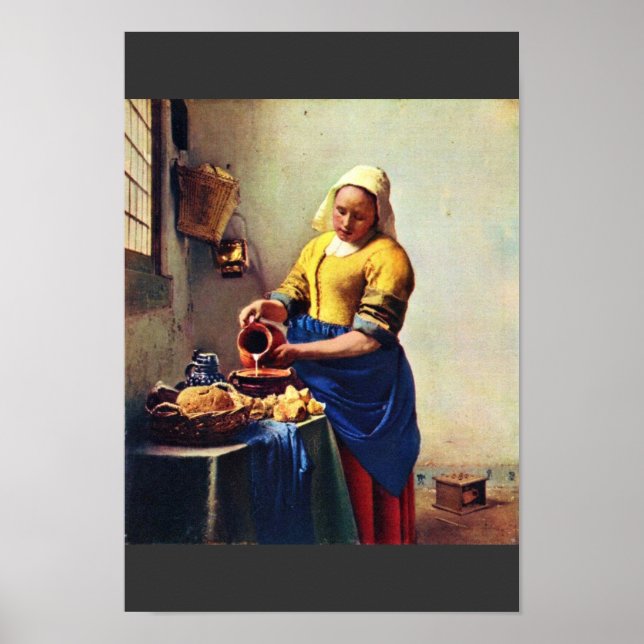 The Milkmaid [1]. By Johannes Vermeer Poster (Front)