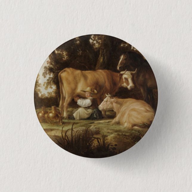 The Milkmaid Aelbert Cuyp    3 Cm Round Badge (Front)