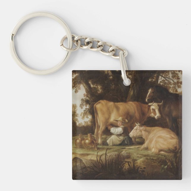 The Milkmaid Aelbert Cuyp    Key Ring (Front)