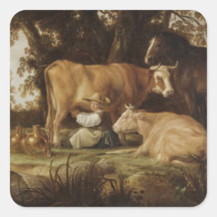 The Milkmaid Aelbert Cuyp Square Sticker