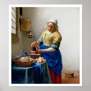The Milkmaid by Jan Vermeer - Vintage Art Poster
