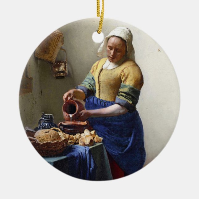 The Milkmaid, c.1658-60 (oil on canvas) Ceramic Tree Decoration (Front)