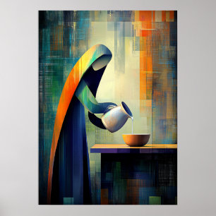 The Milkmaid - Cubist Inspired by Vermeer Poster