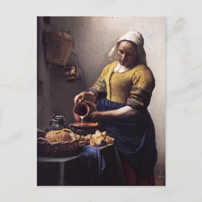 The Milkmaid in detail by Johannes Vermeer Postcard (Front)