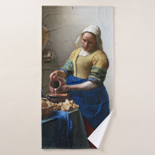 The Milkmaid, Johannes Vermeer, 1657-1658 Bath Towel