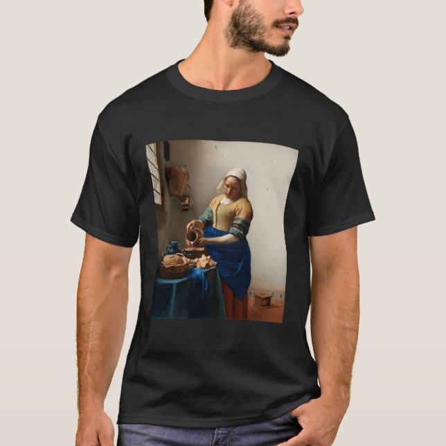 The Milkmaid Painting By Johannes Vermeer T-Shirt (Front)