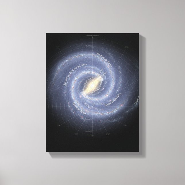 The Milky Way Galaxy (annotated) Canvas Print (Front)
