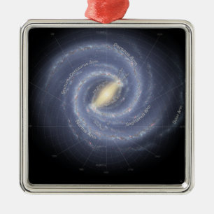The Milky Way Galaxy (annotated) Metal Tree Decoration