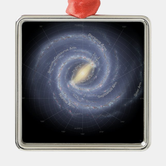 The Milky Way Galaxy (annotated) Metal Tree Decoration (Front)