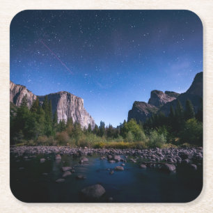 The Milky Way   Yosemite National Park Square Paper Coaster