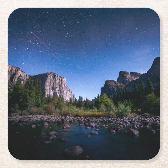 The Milky Way | Yosemite National Park Square Paper Coaster (Front)