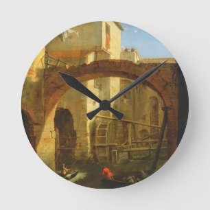 The Mill (oil on canvas) Round Clock
