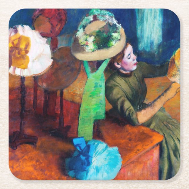 The Millinery Shop, Edgar Degas Square Paper Coaster (Front)