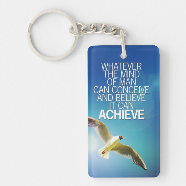 The Mind Can Achieve Seagull Motivational Quote Key Ring (Front)