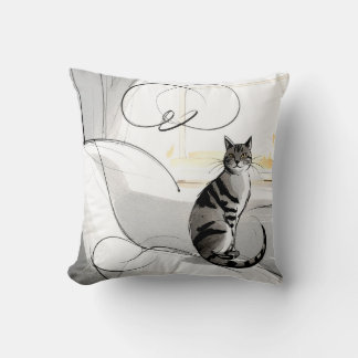The Minimalist Cat Contemporary Trendy Modern Cushion