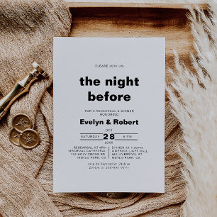 The Minimalist Night Before Rehearsal Dinner  Invitation
