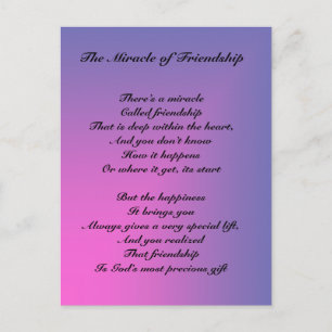 The Miracle of Friendship poem Postcard