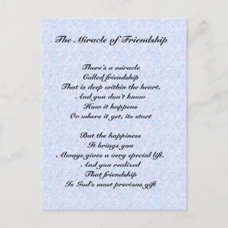 The Miracle of Friendship poem Postcard