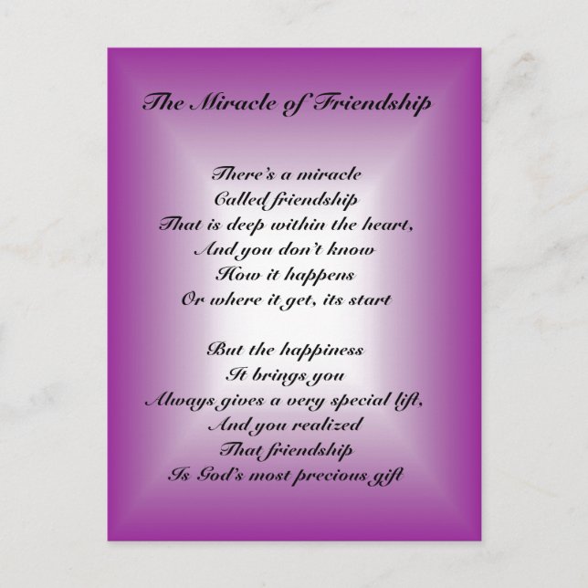 The Miracle of Friendship Postcard (Front)