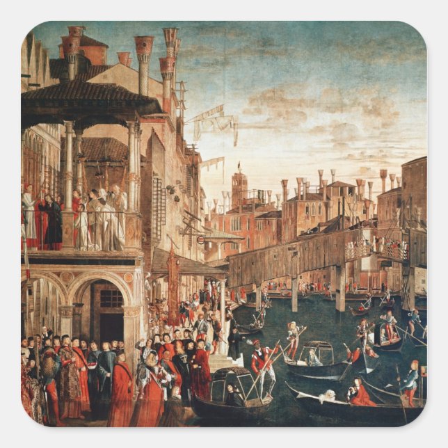 The Miracle of the Relic of the True Cross Square Sticker (Front)