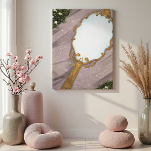 The Mirror I - A Golden Mirror on the Grass Canvas Print