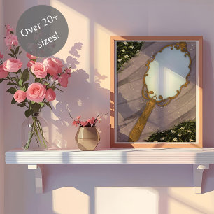 The Mirror I - A Golden Mirror on the Grass Poster