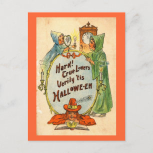 The Mirror & The Witch Halloween Vintage Postcard