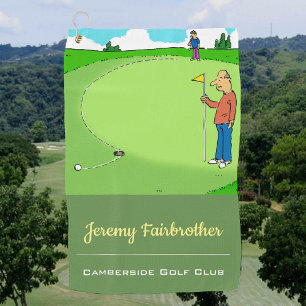 The Missed Putt -  Funny Golf Cartoon Golf Towel