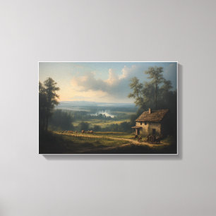 The Mist over the Morning Vineyard Canvas Print