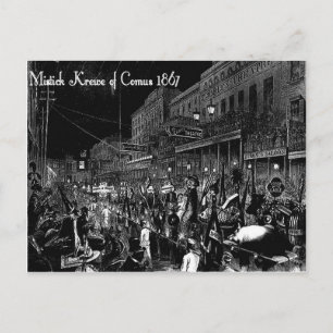 The Mistic Krewe of Comus On Parade , Vintage Post Postcard