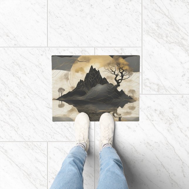 The Misty Mountain Black & Gold Doormat (Indoor)